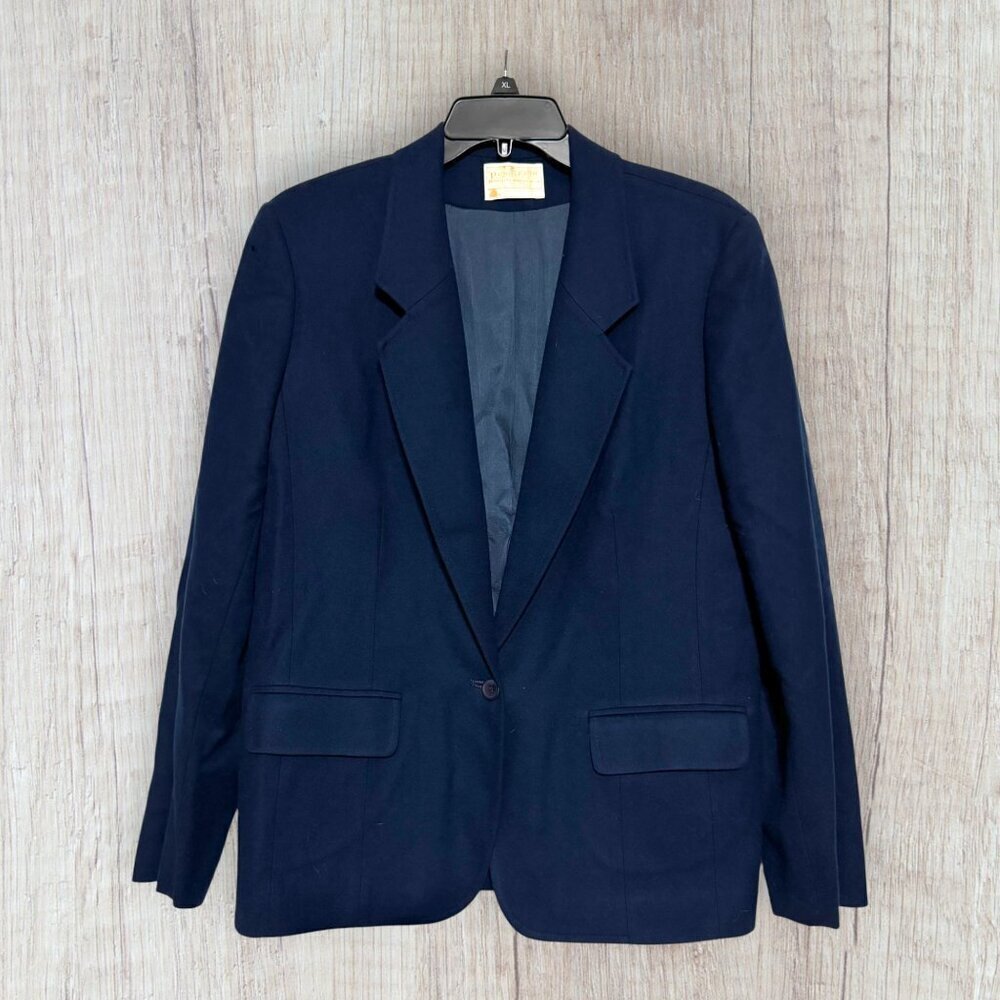 Womens Pendelton 100 % Wool Blazer Teal blue Size 6 Petite